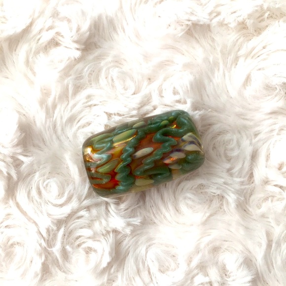 🧿✨ Hand Blown Glass DreadLock Focal Bead hippie deadhead OOAK inside out heavy - Picture 8 of 8